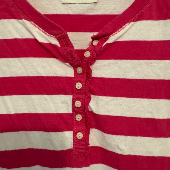 Abercrombie Kids girls pink stripe 3/4 cuff sleeve knit top M trendy 100% cotton - Picture 3 of 9